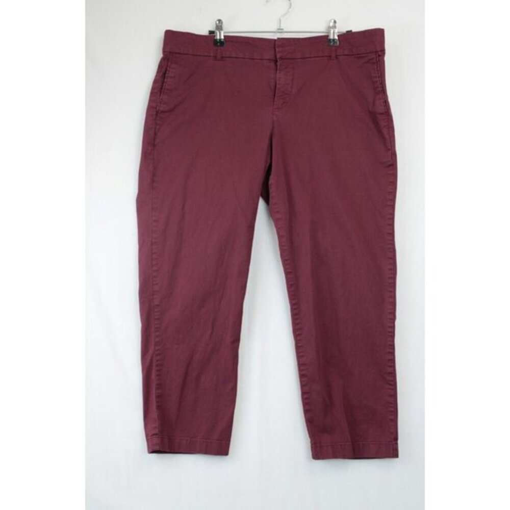KUT from the Kloth Crop‎ Trousers Burgundy Pants Women 14 Stretch Comfort Chino